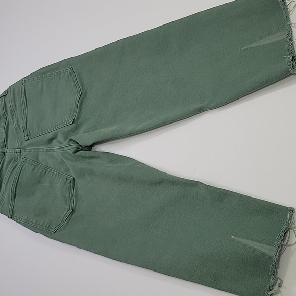 Zara Green Denim Cropped Jeans SZ XS - Picture 12 of 13